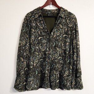 INC International Concepts Women's Size 1X Paisley Lace Semi Sheer Top Career